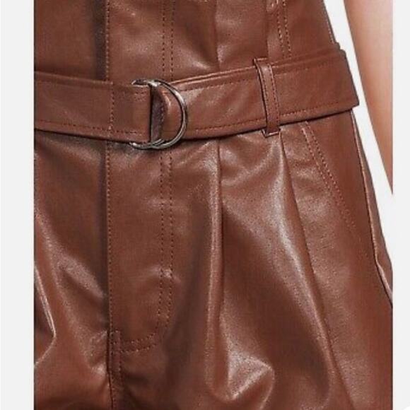 NWT! Madden NYC Brown Faux Leather high Paperbag waist shorts. Junior 11/13 - Picture 3 of 14
